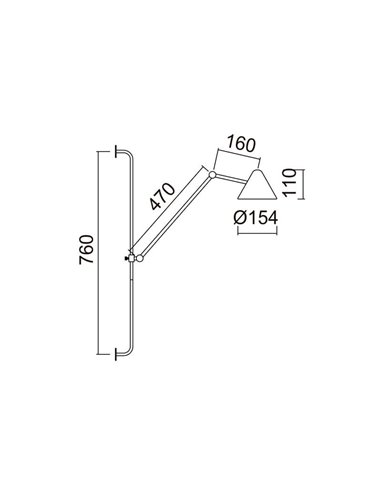 Aplique de pared LED COB tipo flexo con brazo articulado ARM M, 76cm, 5W 3000k, eficiente y moderno