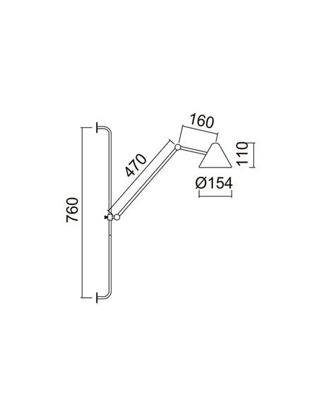 Aplique de pared LED COB tipo flexo con brazo articulado ARM M, 76cm, 5W 3000k, eficiente y moderno