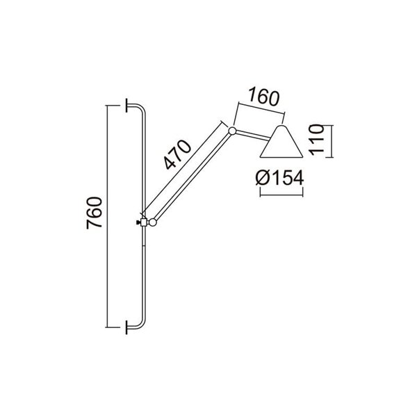 Aplique de pared LED COB tipo flexo con brazo articulado ARM M, 76cm, 5W 3000k, eficiente y moderno
