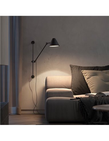 Aplique de pared LED COB tipo flexo con brazo articulado ARM M, 76cm, 5W 3000k, eficiente y moderno