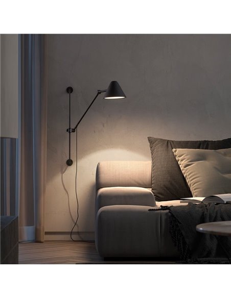 Aplique de pared LED COB tipo flexo con brazo articulado ARM M, 76cm, 5W 3000k, eficiente y moderno