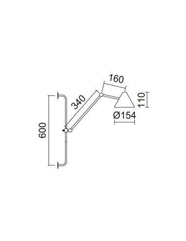 Aplique de pared LED COB tipo flexo con brazo articulado ARM S, 60cm, 5W 3000k, eficiente y moderno