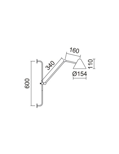 Aplique de pared LED COB tipo flexo con brazo articulado ARM S, 60cm, 5W 3000k, eficiente y moderno
