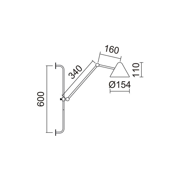 Aplique de pared LED COB tipo flexo con brazo articulado ARM S, 60cm, 5W 3000k, eficiente y moderno