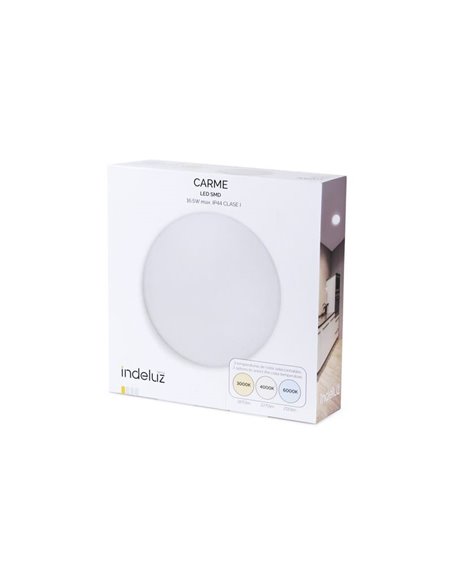 Luminária de teto LED CARME, Ø 280mm 16,5W CTT 3000K/4000K/6000K - 1870lm/2270lm/2110lm, fumê ou branco