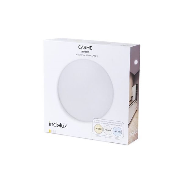 Plafón de techo LED CARME, Ø 280mm 16,5W CTT 3000K/4000K/6000K - 1870lm/2270lm/2110lm, matizado o blanco