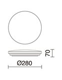 Plafón de techo LED CARME, Ø 280mm 16,5W CTT 3000K/4000K/6000K - 1870lm/2270lm/2110lm, matizado o blanco