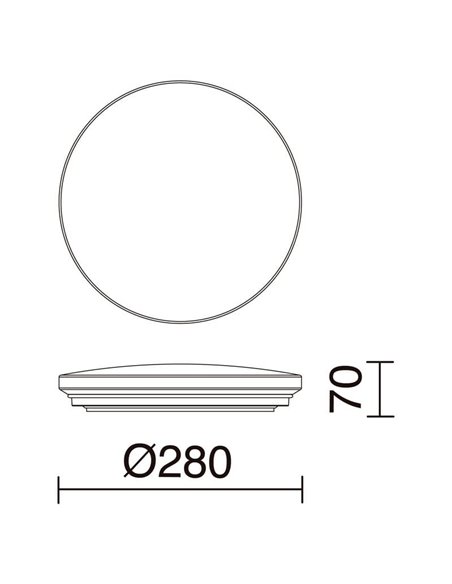 Luminária de teto LED CARME, Ø 280mm 16,5W CTT 3000K/4000K/6000K - 1870lm/2270lm/2110lm, fumê ou branco