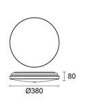 Plafón de techo LED con sensor de luz diurna y de movimiento CARME, Ø380mm 127,5W CTT 3000K/4000K/6000K - 2730lm/3330lm, matizad