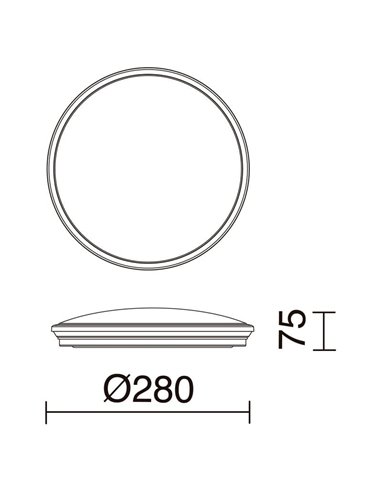 Plafonnier LED CARME, Ø 280 mm 16,5 W CTT 3000 K/4000 K/6000 K - 1870 lm/2270 lm/2110 lm, teinté ou blanc
