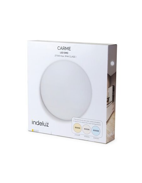 Plafón de techo LED CARME, Ø 380mm 27,5W CTT 3000K/4000K/6000K - 2730lm/3330lm/3090lm, matizado o blanco