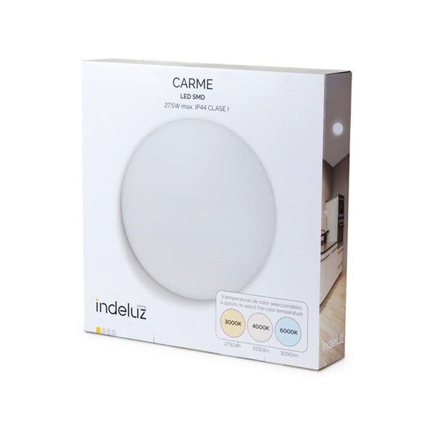 Plafón de techo LED CARME, Ø 380mm 27,5W CTT 3000K/4000K/6000K - 2730lm/3330lm/3090lm, matizado o blanco
