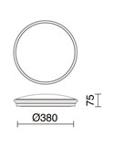 Plafón de techo LED CARME, Ø 380mm 27,5W CTT 3000K/4000K/6000K - 2730lm/3330lm/3090lm, matizado o blanco
