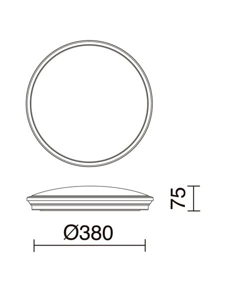Plafonnier LED CARME, Ø 380 mm 27,5 W CTT 3000 K/4000 K/6000 K - 2730 lm/3330 lm/3090 lm, teinté ou blanc