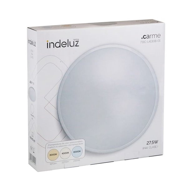 Luminária de teto LED CARME, Ø 380mm 27,5W CTT 3000K/4000K/6000K - 2730lm/3330lm/3090lm, fumê ou branco