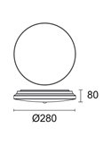 Plafón de techo LED con sensor de luz diurna y de movimiento CARME, Ø280mm 16,5W CTT 3000K/4000K/6000K - 1870lm/2270lm/2110lm, m