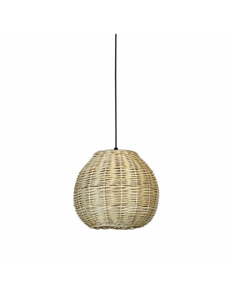 Suspension NATURAL S, Ø30cm, style rustique, osier clair/foncé, E27 15W
