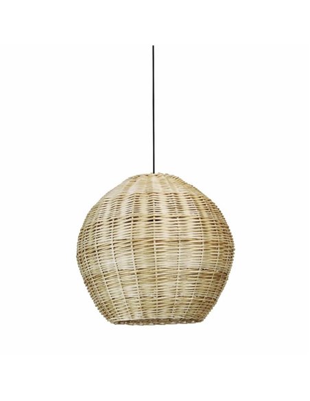 Suspension NATURAL M, Ø50cm, style rustique, osier clair/foncé, E27 15W