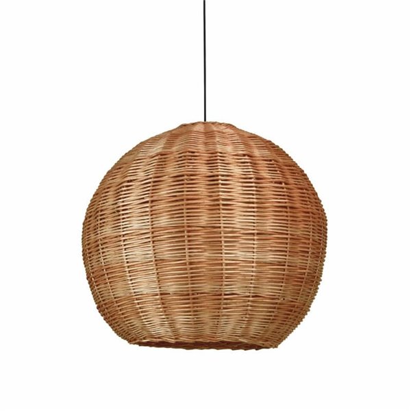 Suspension NATURAL L, Ø70cm, style rustique, osier clair/foncé, E27 15W