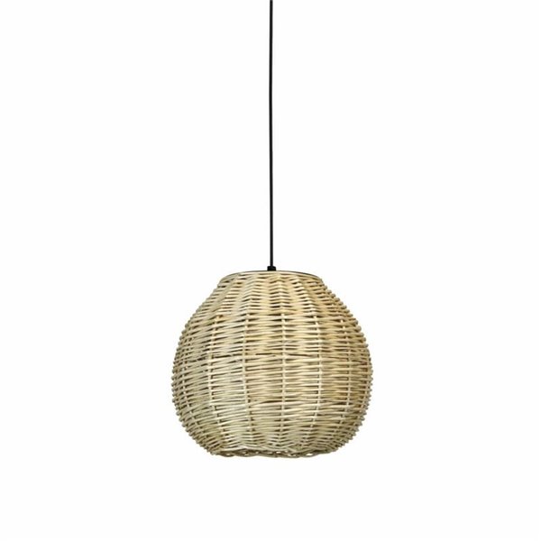 Lámpara de techo exterior colgante NATURAL S, Ø30cm, estilo rústico, mimbre claro/oscuro, E27 15W, IP65
