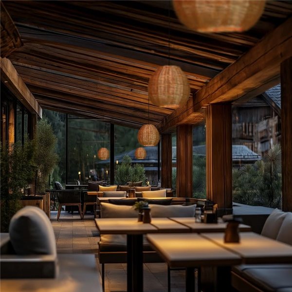 Suspension d'extérieur NATURAL S, Ø30cm, style rustique, osier clair/foncé, E27 15W, IP65