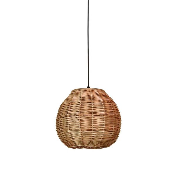 Suspension d'extérieur NATURAL S, Ø30cm, style rustique, osier clair/foncé, E27 15W, IP65
