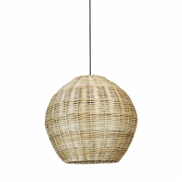 Lámpara de techo exterior colgante NATURAL M, Ø50cm, estilo rústico, mimbre claro/oscuro, E27 15W, IP65