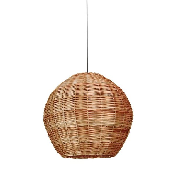 Lámpara de techo exterior colgante NATURAL M, Ø50cm, estilo rústico, mimbre claro/oscuro, E27 15W, IP65