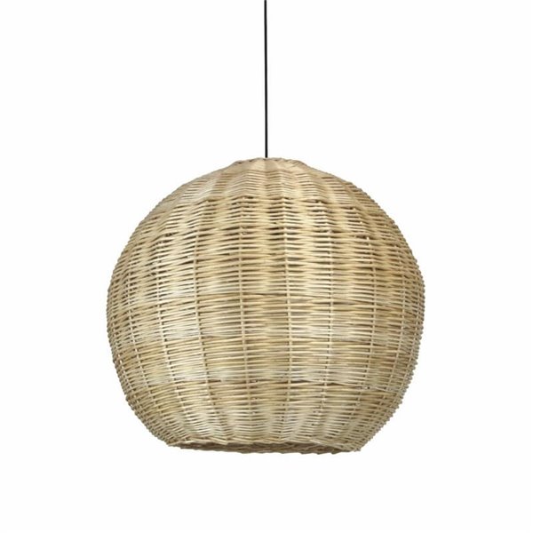 Lámpara de techo exterior colgante NATURAL L, Ø70cm, estilo rústico, mimbre claro/oscuro, E27 15W, IP65