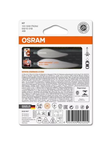Feu arrière halogène H7 12 V 55 W OSRAM ORIGINAL LINE 64210