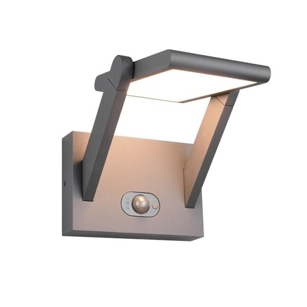 Luminária de parede solar LED para exterior Malawi, sensor de movimento, 5 W, 700 lm, 2300 - 4000 K, IP44, antracite