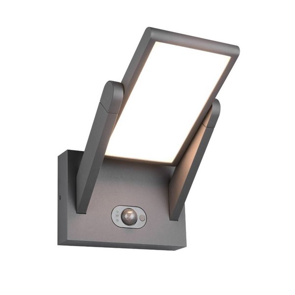 Luminária de parede solar LED para exterior Malawi, sensor de movimento, 5 W, 700 lm, 2300 - 4000 K, IP44, antracite