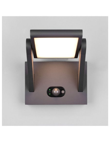 Luminária de parede solar LED para exterior Malawi, sensor de movimento, 5 W, 700 lm, 2300 - 4000 K, IP44, antracite