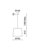 Lámpara de techo THAIS L Ø70cm, estilo rústico de rafia bali, E27 max 15W (no incl.), IP20