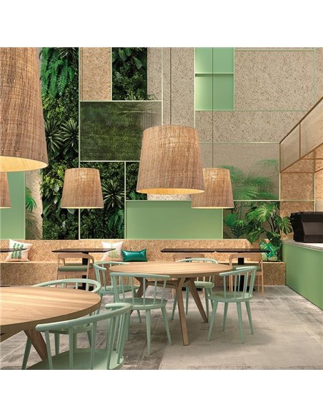 Lámpara de techo exterior THAIS M Ø50cm, estilo rústico de rafia bali, bombilla excl E27 max 15W, IP66