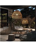 Lámpara de techo exterior VIETNAM S Ø40cm, estilo rústico, mimbre claro/oscuro, E27 15W, IP65