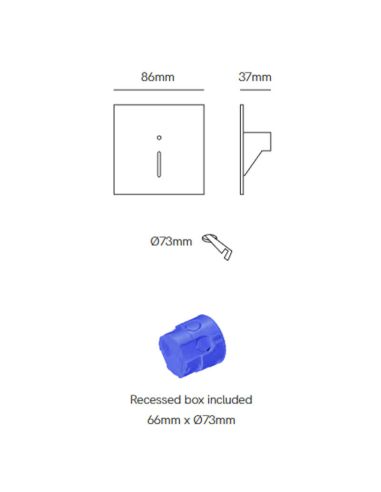 Dimensions LAO LED-Einbauleuchte 1,5 W mit Sensor und Farbtemperaturschalter – Weiß oder Schwarz Beneito Faure