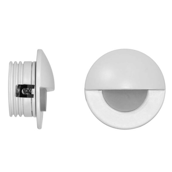 Detalhe da luminária de sinalização interna embutida LED branca redonda ILO 2W 3000K da Beneito Faure