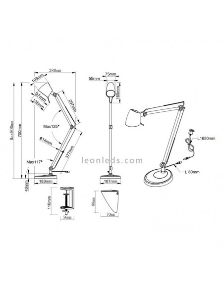 Lampe de bureau LED Rado 3-en-1 noire 5W au meilleur prix | LeonLeds Lighting