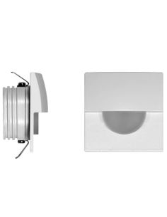 Détail de l'applique murale LED carrée SKIN, blanche, 2 W, encastrée, intérieure, 3 000 K, pour signalisation