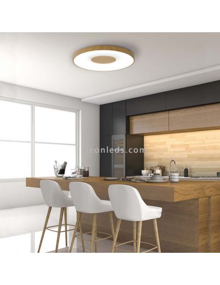 Plafón LED Coin madera regulable 3 tamaños disponibles dimensiones