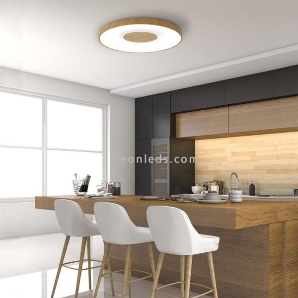 Plafonnier LED Coin, bois dimmable, 3 tailles disponibles, dimensions