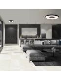 Plafón LED Coin negro con mando 3 tamaños disponibles ambiente