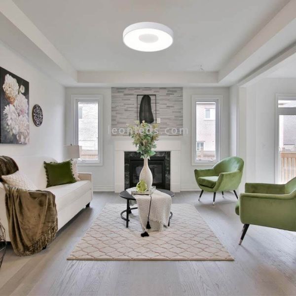 Luminária de teto LED tipo moeda, branca, 3 potências ambientes diferentes