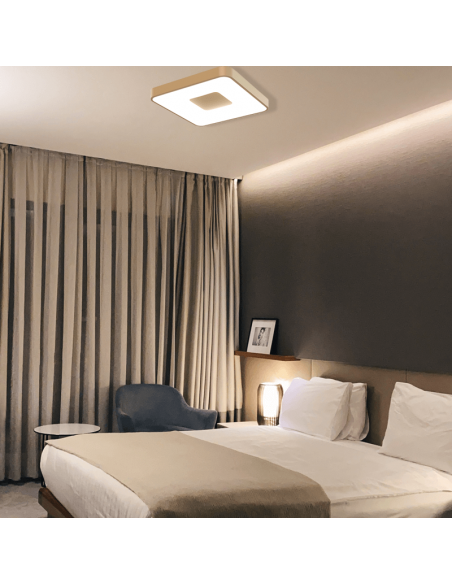 Plafón LED Coin para techo oro cuadrado ambiente