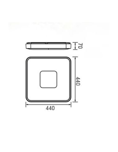 Plafonnier LED Coin pour plafond carré doré, dimensions moyennes