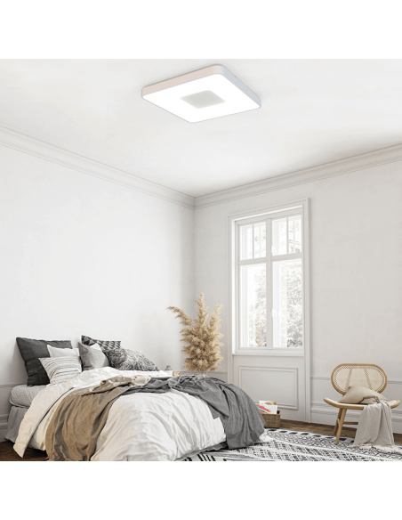 Plafón LED de techo cuadrado Coin blanco ambiente