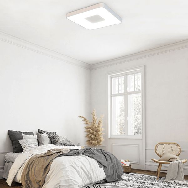 Plafón LED de techo cuadrado Coin blanco ambiente