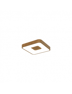 Petit plafonnier carré à LED avec finition bois