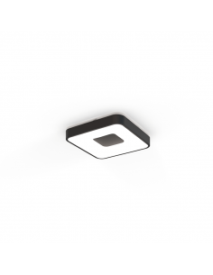 Pequena luminária de teto LED quadrada regulável tipo moeda preta